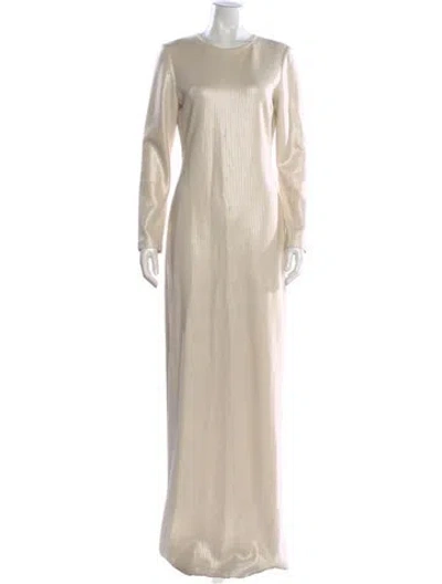 Pre-owned St. John Couture Wool Long Dress In Neutral