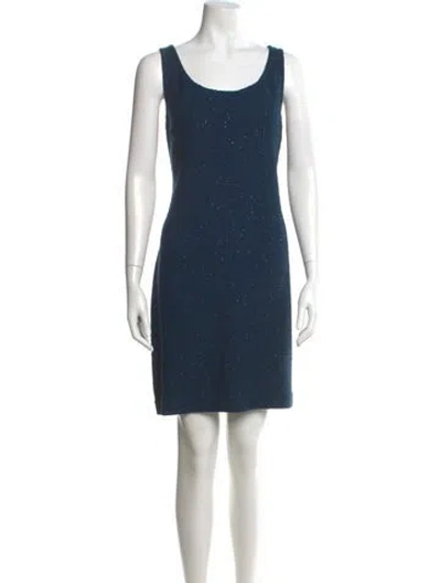 Pre-owned St. John Couture Wool Mini Dress In Blue