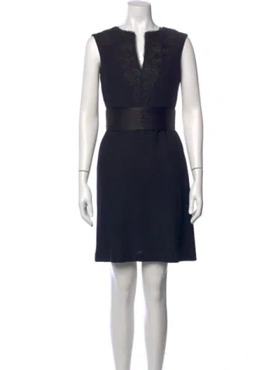 Pre-owned St. John Couture Wool Mini Dress In Blue