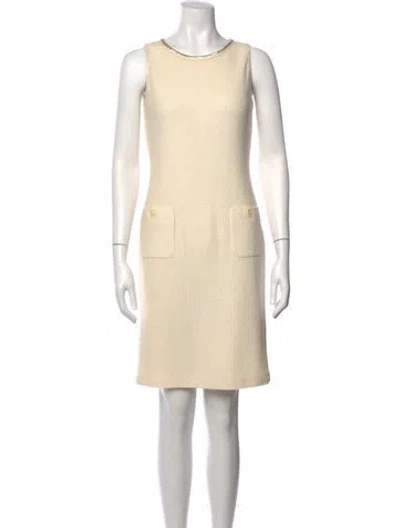Pre-owned St. John Couture Wool Mini Dress In Neutral