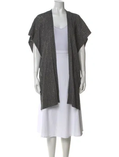 Pre-owned St. John Couture Wool Open Front Sweater In Gray