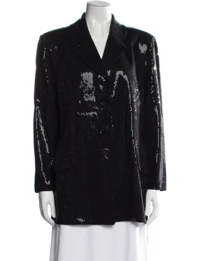 Pre-owned St. John Couture Wool Patterned Blazer In Blue