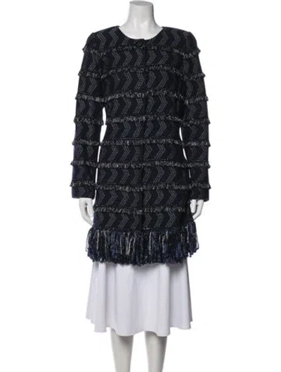 Pre-owned St. John Couture Wool Patterned Jacket In Blue