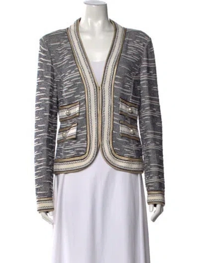 Pre-owned St. John Couture Wool Patterned Sweater In Black