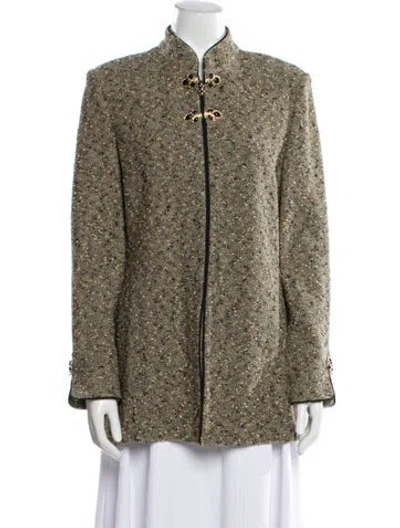 Pre-owned St. John Couture Wool Printed Jacket In Brown