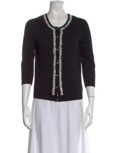 Pre-owned St. John Couture Wool Scoop Neck Sweater In Black