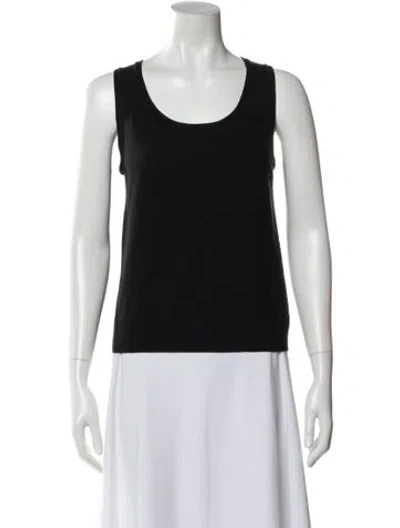 Pre-owned St. John Couture Wool Scoop Neck Top In Black