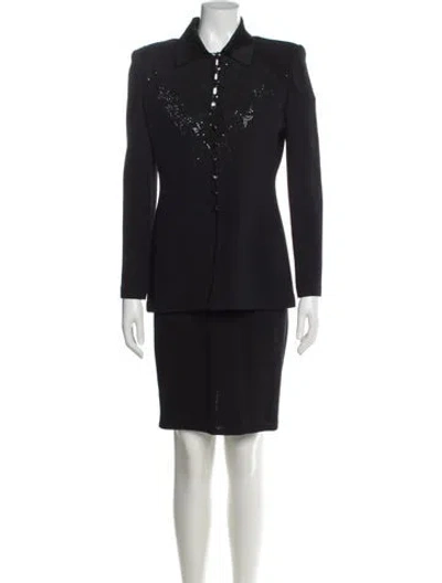 Pre-owned St. John Couture Wool Skirt Suit In Black