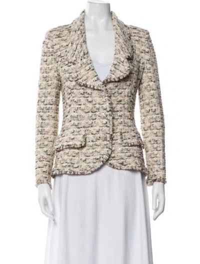 Pre-owned St. John Couture Wool Tweed Pattern Blazer