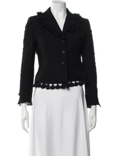 Pre-owned St. John Couture Wool Tweed Pattern Blazer In Black