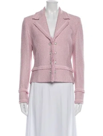 Pre-owned St. John Couture Wool Tweed Pattern Blazer In Pink