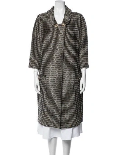 Pre-owned St. John Couture Wool Tweed Pattern Coat In Black