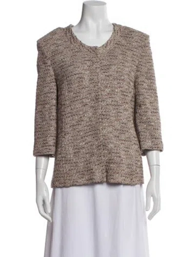 Pre-owned St. John Couture Wool Tweed Pattern Evening Jacket In Neutral