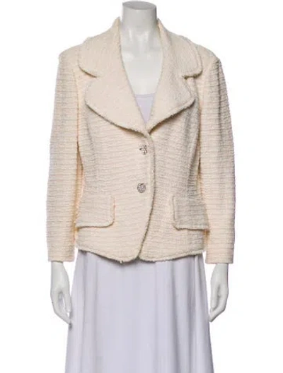 Pre-owned St. John Couture Wool Tweed Pattern Evening Jacket In Neutral