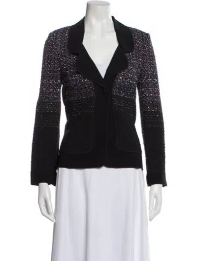 Pre-owned St. John Couture Wool Tweed Pattern Evening Jacket W/ Tags In Black