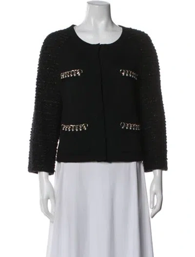 Pre-owned St. John Couture Wool Tweed Pattern Jacket In Black