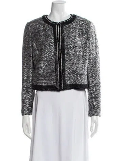 Pre-owned St. John Couture Wool Tweed Pattern Jacket In Black