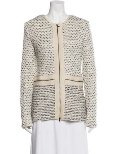 Pre-owned St. John Couture Wool Tweed Pattern Jacket W/ Tags In Neutral
