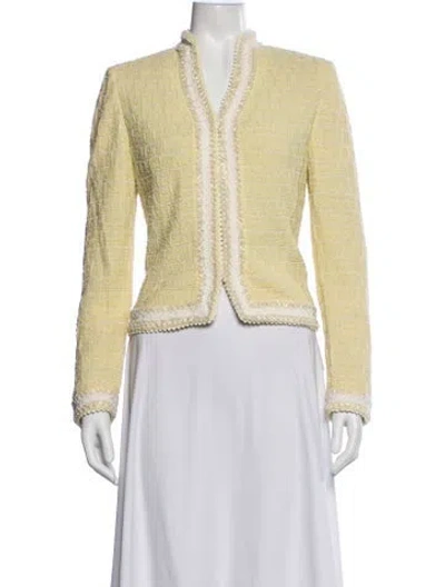 Pre-owned St. John Couture Wool Tweed Pattern Jacket In Yellow
