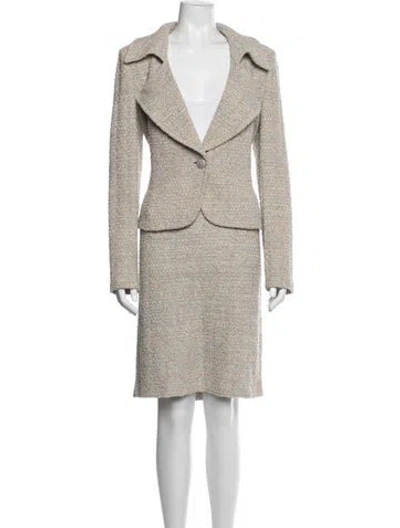 Pre-owned St. John Couture Wool Tweed Pattern Skirt Suit