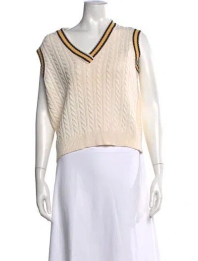Pre-owned St. John Couture Wool V-neck Sweater In Neutral