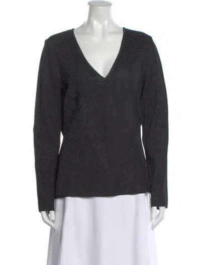 Pre-owned St. John Couture Wool V-neck Top In Gray
