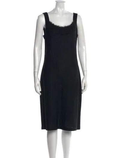 Pre-owned St John Cowl Neck Knee-length Dress In Black
