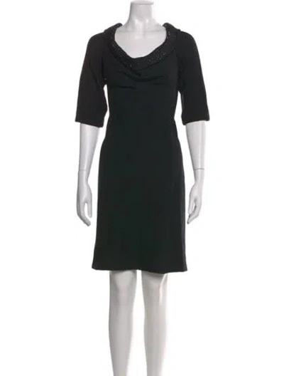 Pre-owned St John Cowl Neck Knee-length Dress In Black
