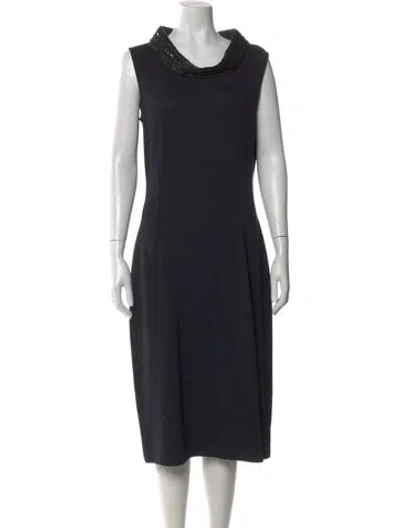 Pre-owned St John Cowl Neck Knee-length Dress In Blue