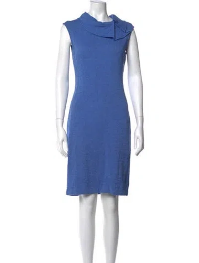 Pre-owned St John Cowl Neck Knee-length Dress In Blue