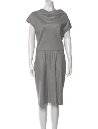 Pre-owned St John Cowl Neck Knee-length Dress In Gray