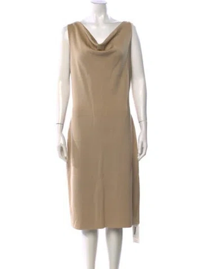 Pre-owned St John Cowl Neck Knee-length Dress In Neutral