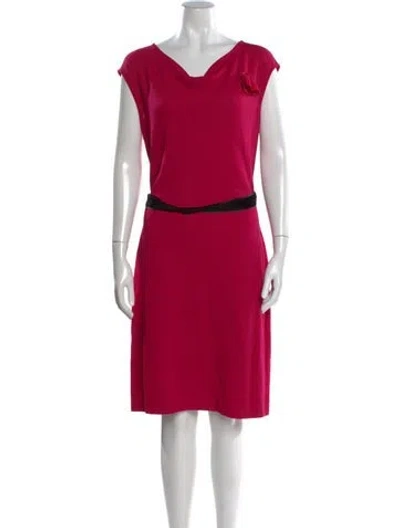 Pre-owned St John Cowl Neck Knee-length Dress In Pink