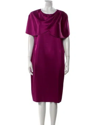 Pre-owned St John Cowl Neck Knee-length Dress In Purple