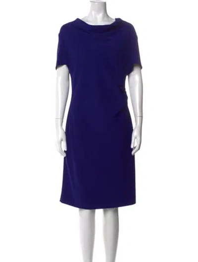 Pre-owned St John Cowl Neck Knee-length Dress In Purple