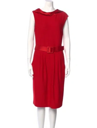 Pre-owned St John Cowl Neck Knee-length Dress In Red