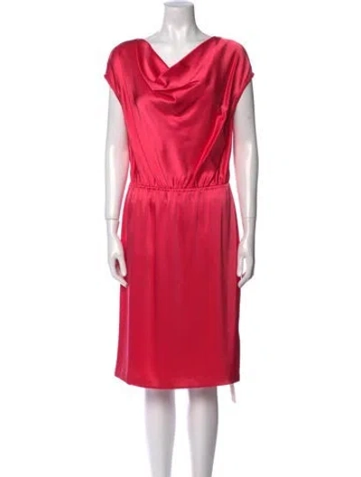 Pre-owned St John Cowl Neck Knee-length Dress W/ Tags In Pink