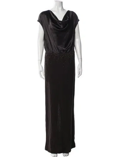 Pre-owned St John Cowl Neck Long Dress In Brown
