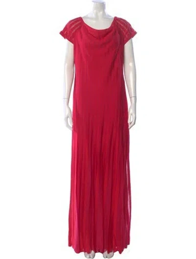 Pre-owned St John Cowl Neck Long Dress W/ Tags In Red