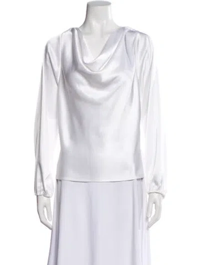 Pre-owned St John Cowl Neck Long Sleeve Blouse In Gray