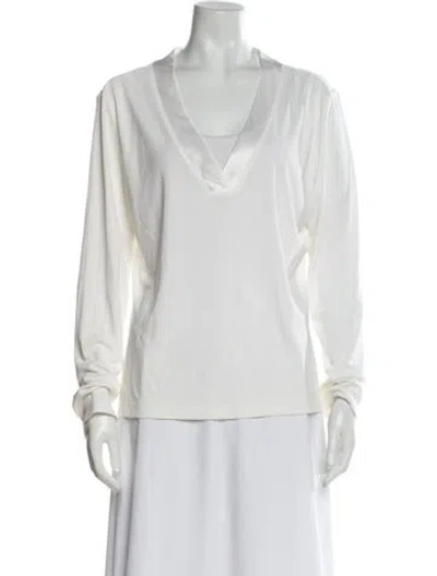 Pre-owned St John Cowl Neck Long Sleeve Blouse In Neutral