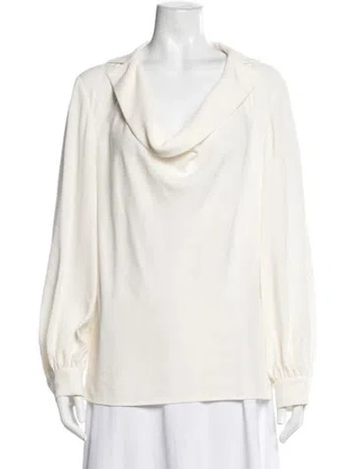 Pre-owned St John Cowl Neck Long Sleeve Blouse In Neutrals