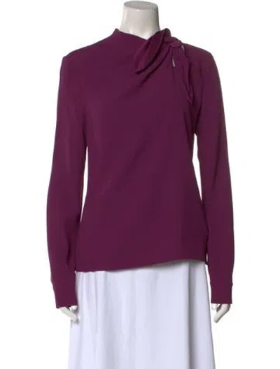 Pre-owned St John Cowl Neck Long Sleeve Blouse In Purple