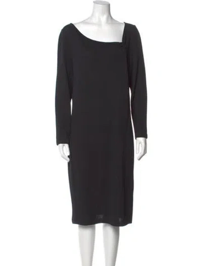 Pre-owned St John Cowl Neck Midi Length Dress In Black