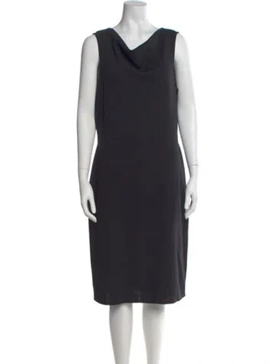 Pre-owned St John Cowl Neck Midi Length Dress In Black