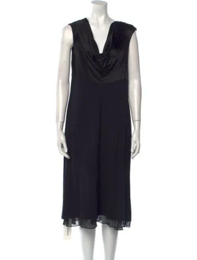 Pre-owned St John Cowl Neck Midi Length Dress In Blue