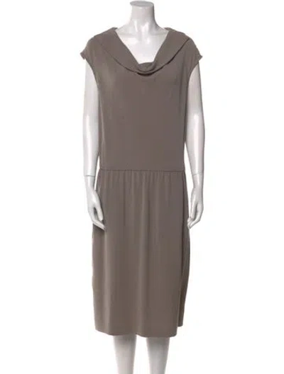 Pre-owned St John Cowl Neck Midi Length Dress In Neutral