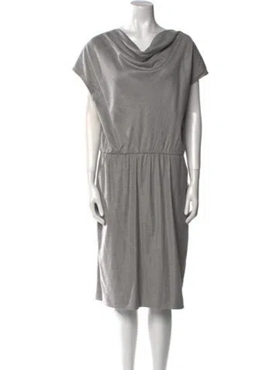 Pre-owned St John Cowl Neck Midi Length Dress W/ Tags In Gray