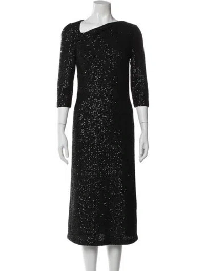 Pre-owned St John Cowl Neck Midi Length Dress W/ Tags In Multi