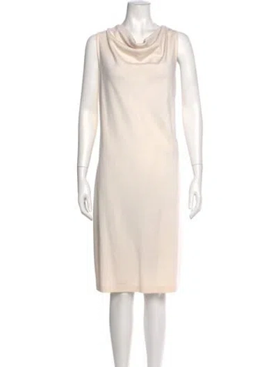 Pre-owned St John Cowl Neck Midi Length Dress W/ Tags In Neutral